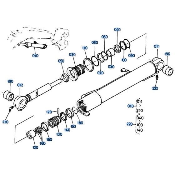 Boom Cylinder Assembly for Kubota KH151 Mini Excavator