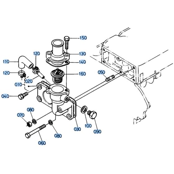 Water Flange Assembly for Kubota KH191 Mini Excavator