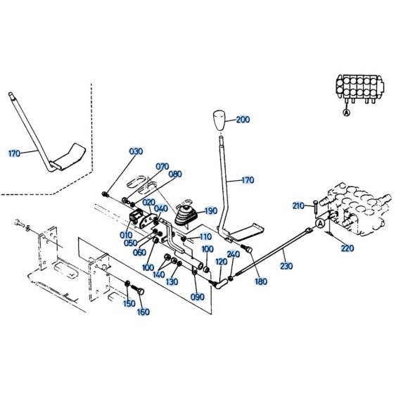 Control Lever (L/H) Assembly for Kubota KH191 Mini Excavator