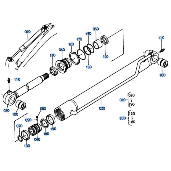 Arm Cylinder Assembly for Kubota KH191 Mini Excavator