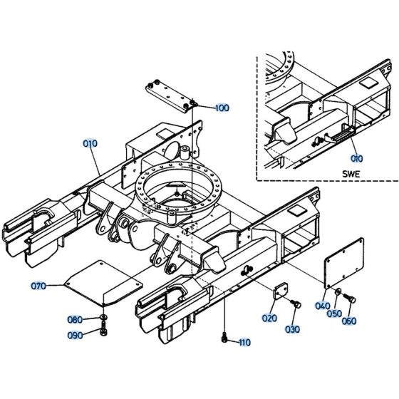 Track Frame Assembly for Kubota KH191 Mini Excavator
