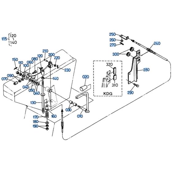 Accelerator Lever Assembly for Kubota KH66 Mini Excavator