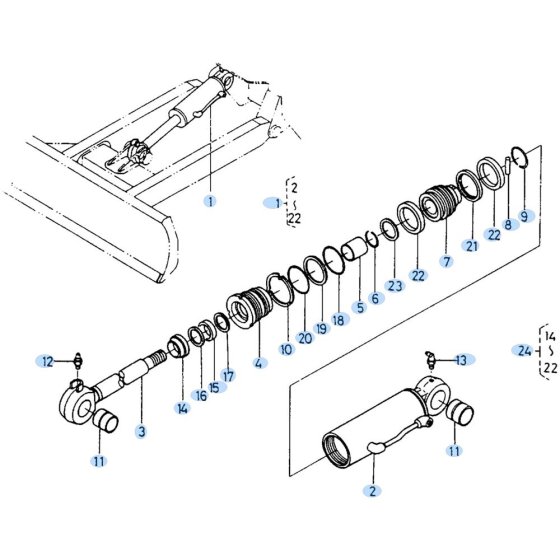 Dozer Cylinder Assembly for Kubota KH90 Mini Excavator