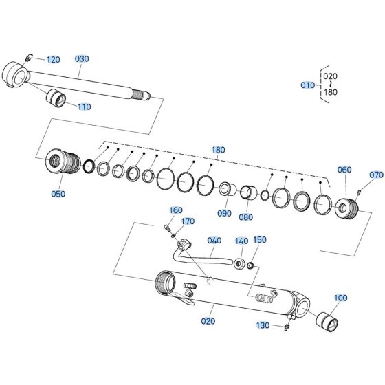 Boom Cylinder Assembly for Kubota KX030-4 Mini Excavator