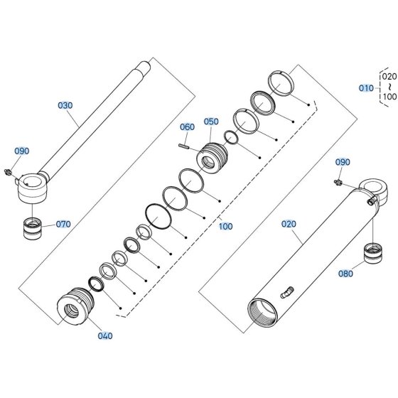 Swing Cylinder Assembly for Kubota KX030-4 Mini Excavator
