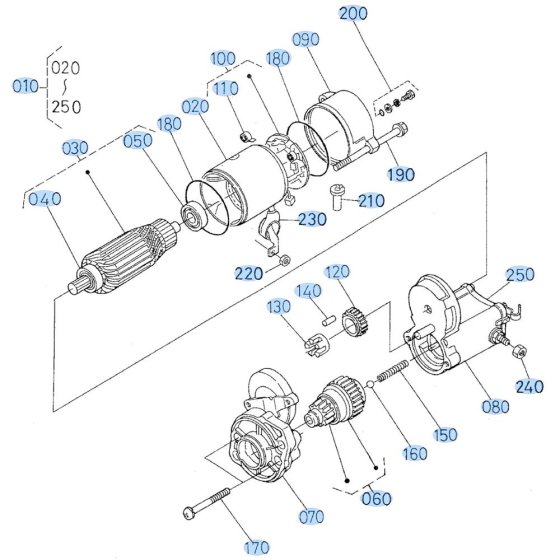 Starter Assembly for Kubota KX030-4 Mini Excavator