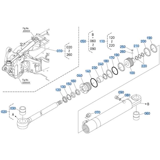 Swing Cylinder Assembly for Kubota KX040-5 Mini Excavator