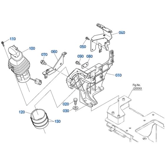 Control Lever (R/H) Assembly for Kubota KX040-5 Mini Excavator