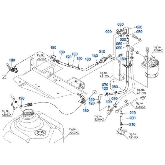 Fuel Tube Assembly for Kubota KX040-5 Mini Excavator