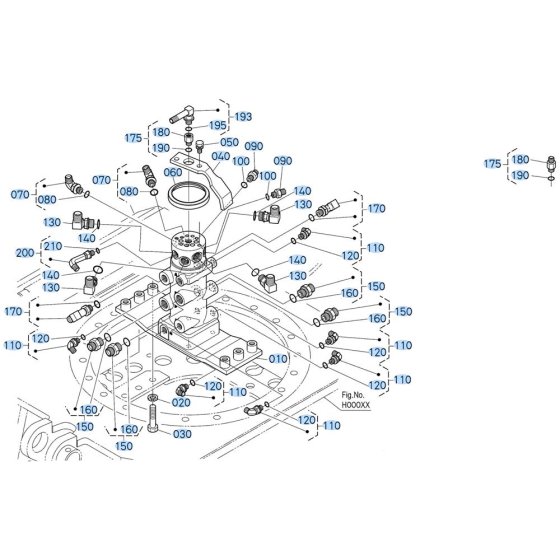 Rotary Joint (Angle) Assembly for Kubota KX040-5 Mini Excavator