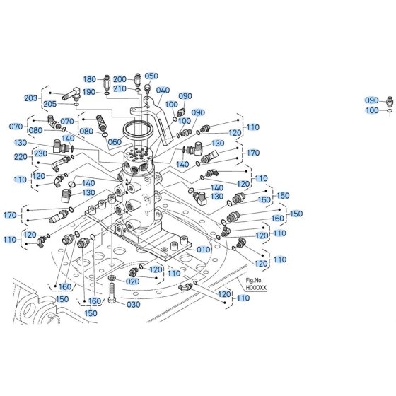 Rotary Joint (6-in-1) Assembly for Kubota KX040-5 Mini Excavator