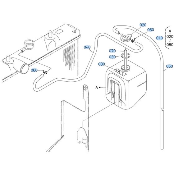 Reserve Tank Assembly for Kubota KX080-3 Mini Excavator