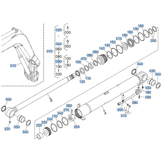 Boom Cylinder Assembly for Kubota KX080-3 Mini Excavator