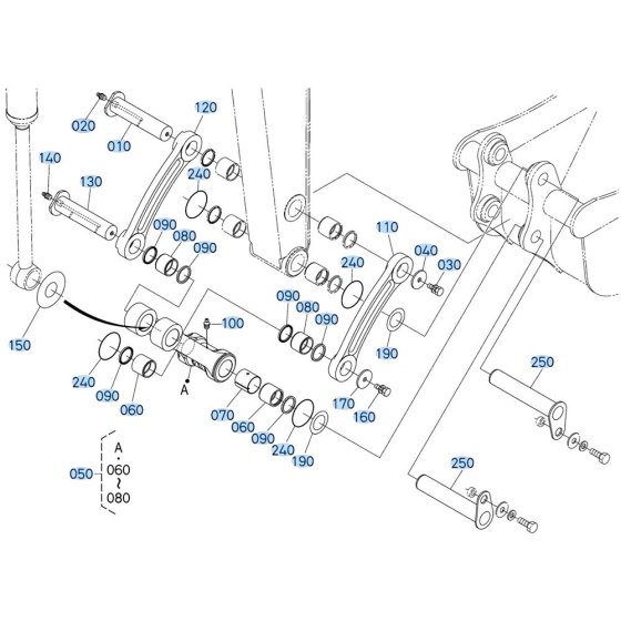 Bucket Link Assembly for Kubota KX080-4s Mini Excavator