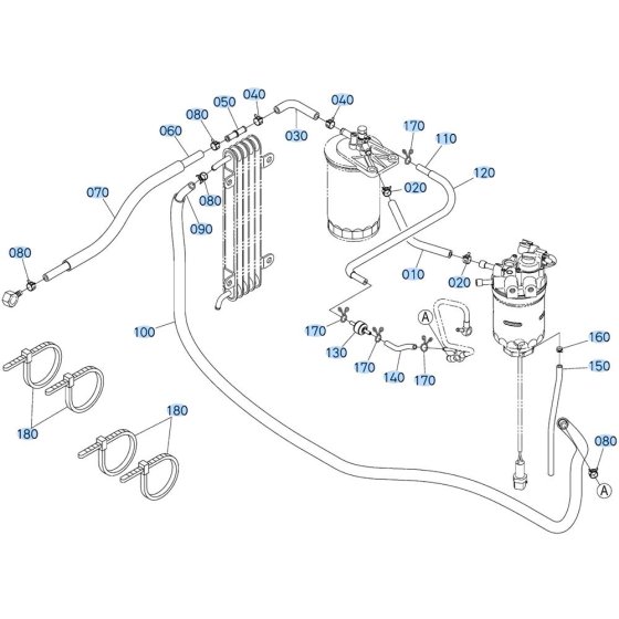 Fuel Cooler Assembly for Kubota KX080-4s Mini Excavator