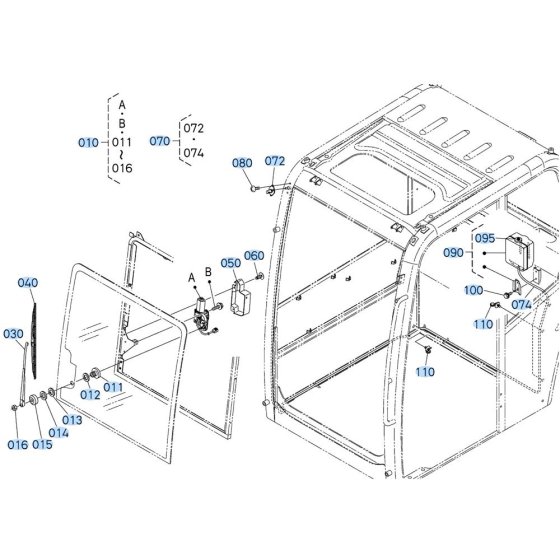 Wiper Assembly for Kubota KX080-4s Mini Excavator