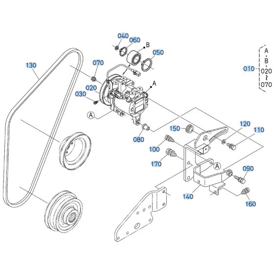 Compressor Assembly for Kubota KX080-4s Mini Excavator