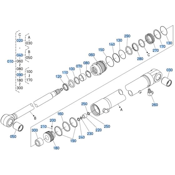 Arm Cylinder Assembly for Kubota KX080-4s Mini Excavator