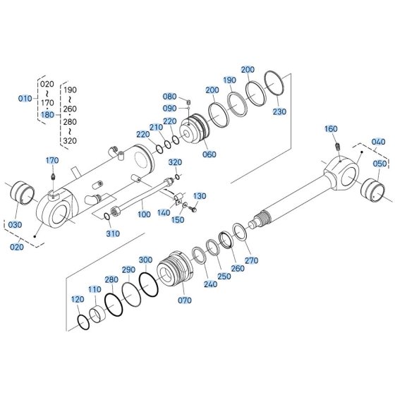 Blade Cylinder Assembly for Kubota KX080-4s Mini Excavator