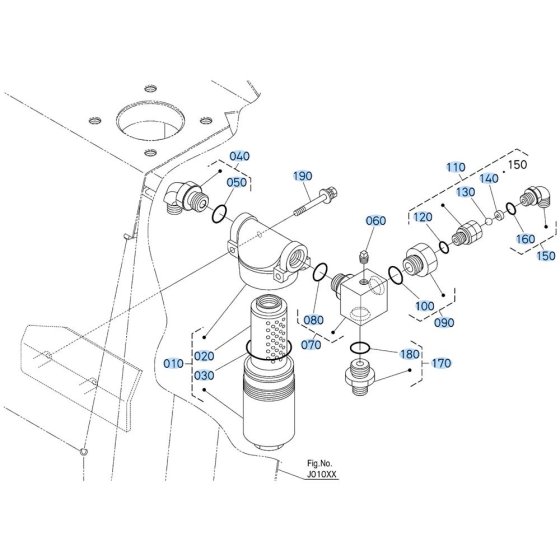 Oil Filter Assembly for Kubota KX080-5 Mini Excavator