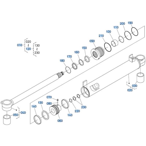 Blade Cylinder (Angle) Assembly for Kubota KX080-5 Mini Excavator