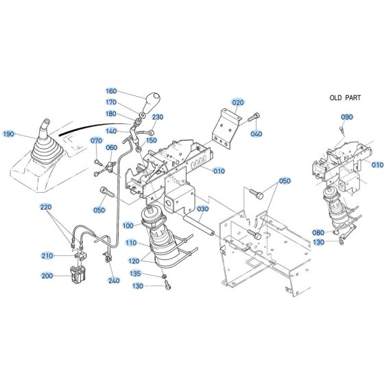 Control Lever (R/H) Assembly for Kubota KX121-3 Mini Excavator