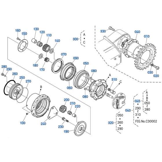 Drive Motor Assembly for Kubota KX161-3s Mini Excavator