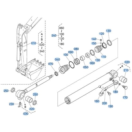 Bucket Cylinder Assembly for Kubota KX161-3s Mini Excavator