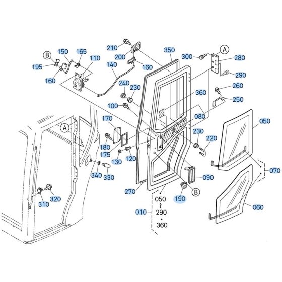 Door Assembly for Kubota KX91-3s Mini Excavator