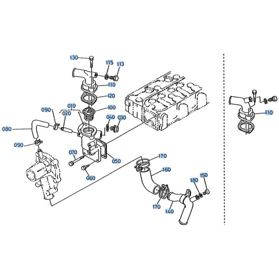 Water Flange Assembly for Kubota R310 Loader