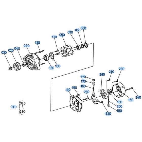 Alternator Assembly for Kubota R310 Loader