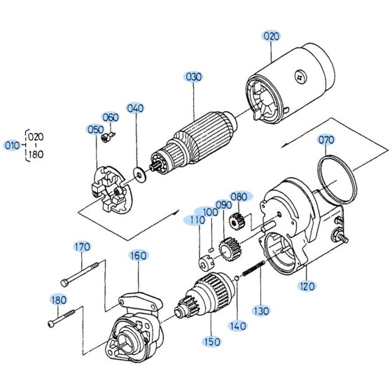Starter Assembly for Kubota R310 Loader