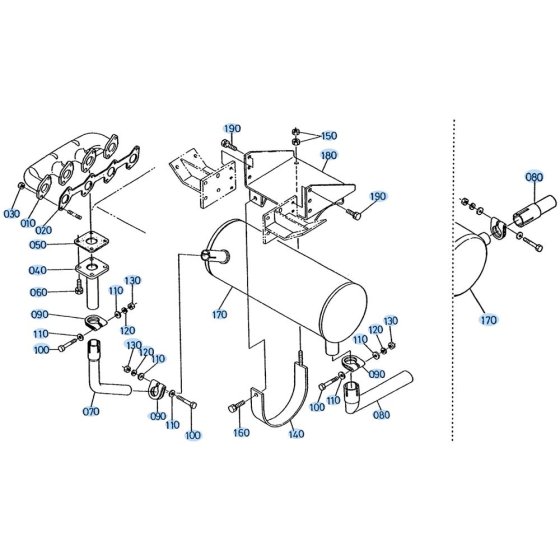 Muffler Assembly for Kubota R310 Loader
