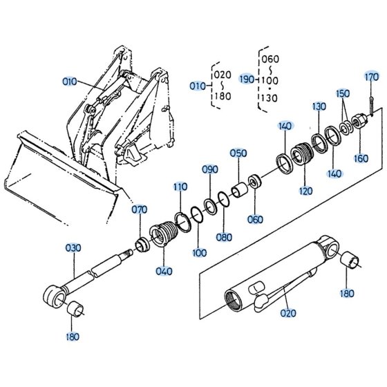 Tilt Cylinder Assembly for Kubota R310 Loader