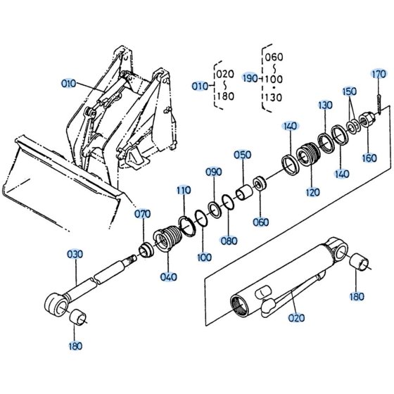 Tilt Cylinder (Hi-Lift) Assembly for Kubota R310 Loader