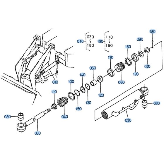 Steering Cylinder Assembly for Kubota R310 Loader