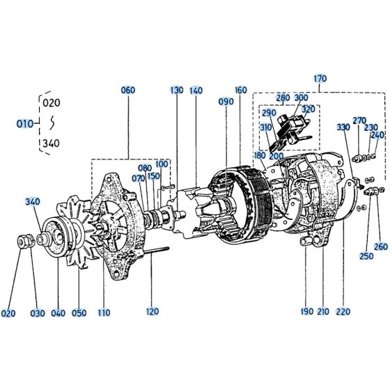 Dynamo Assembly for Kubota R400 Loader