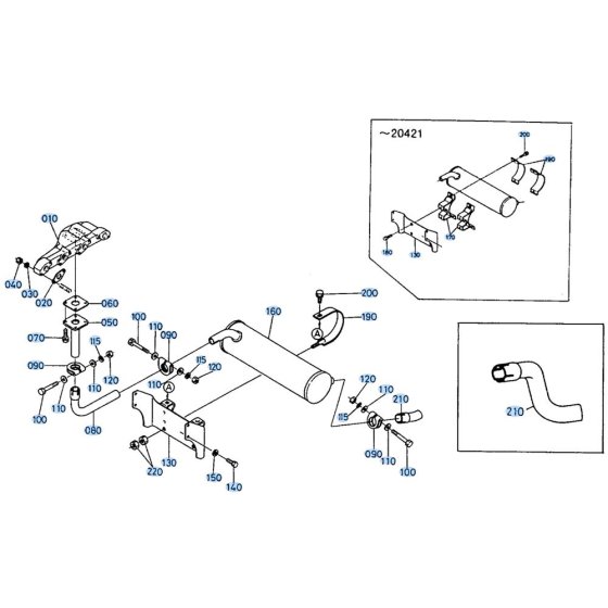 Muffler Assembly for Kubota R400 Loader