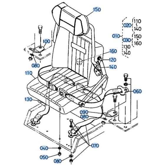 Seat Assembly for Kubota R400 Loader