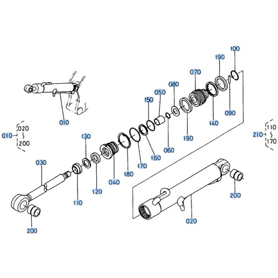 Boom Cylinder Assembly for Kubota R400 Loader