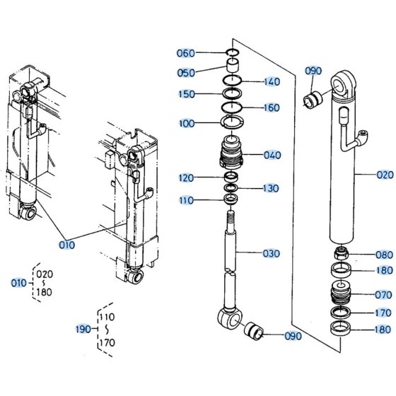 Outrigger Cylinder Assembly for Kubota R400 Loader
