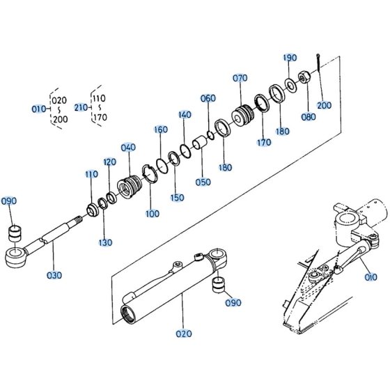 Steering Cylinder Assembly for Kubota R400 Loader
