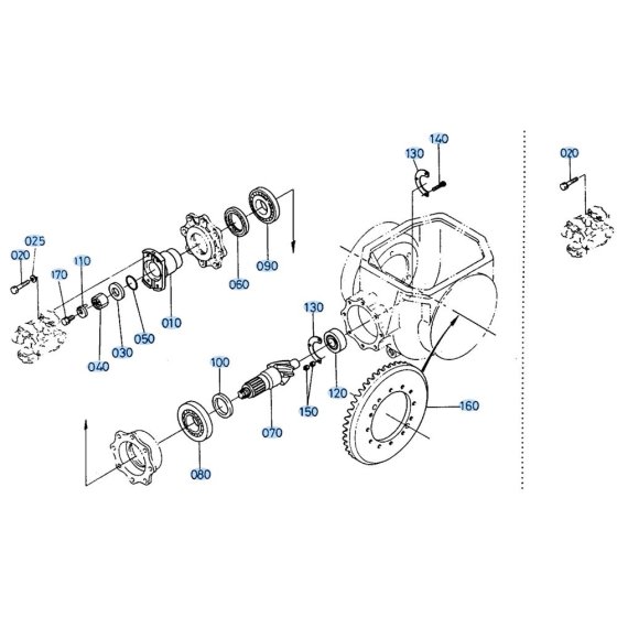 Spiral Bevel Gear (Rear) Assembly for Kubota R400 Loader