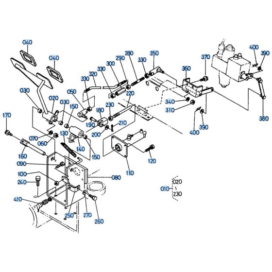 Brake Pedal Assembly for Kubota R410 Loader
