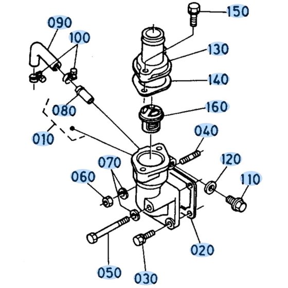 Water Flange Assembly for Kubota R410 Loader