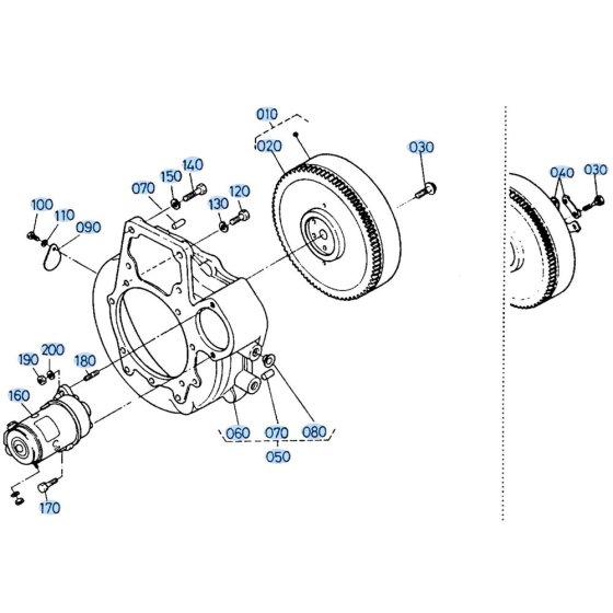 Flywheel Assembly for Kubota R410 Loader
