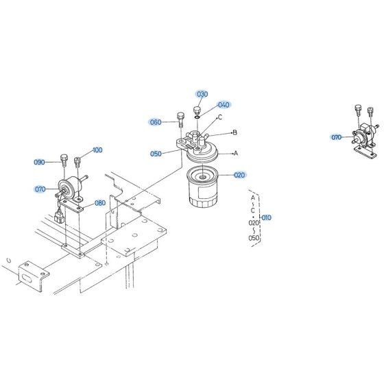 Fuel Filter Assembly for Kubota R420 Loader