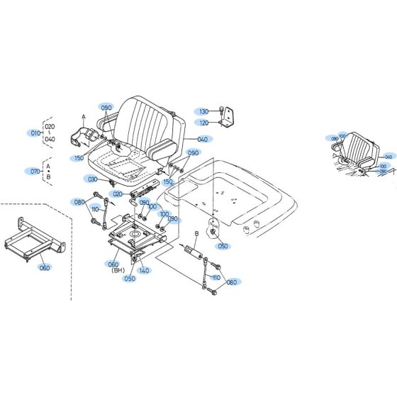Seat Assembly for Kubota R420 Loader