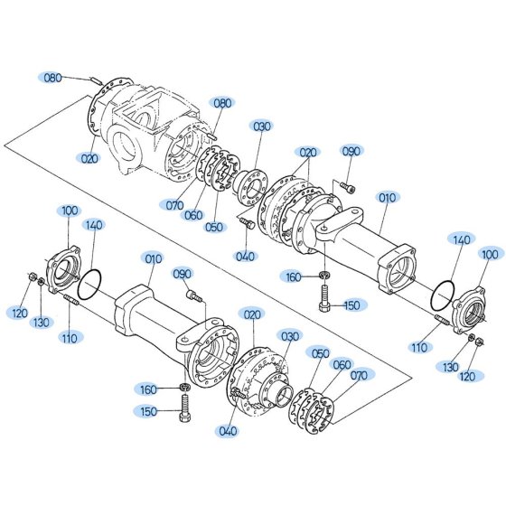 Axle Case (Rear) Assembly for Kubota R420 Loader