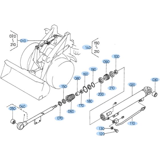 Tilt Cylinder Assembly for Kubota R420 Loader